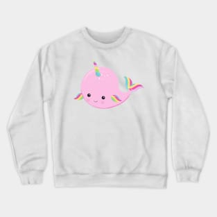 Unicorn Whale, Baby Whale, Cute Whale, Pink Whale Crewneck Sweatshirt